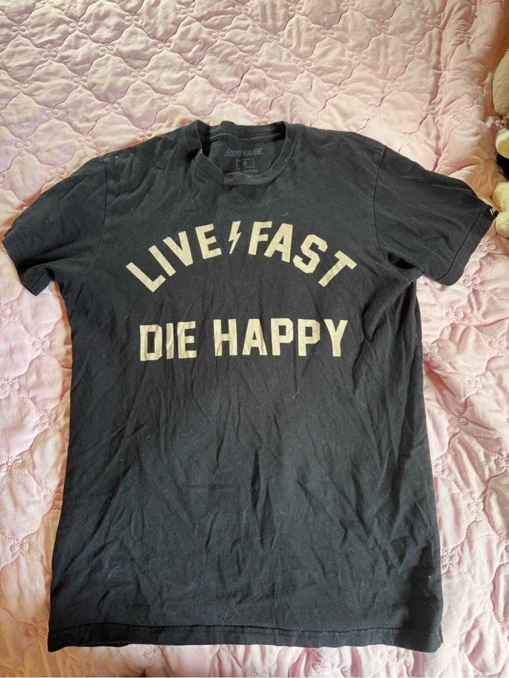 Black Live Fast Die Happy Graphic Tee